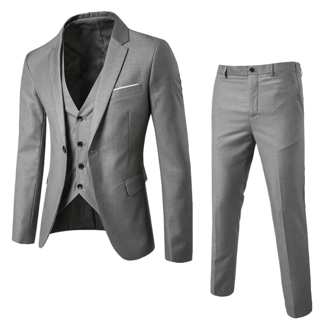 Ensemble de Complet 3 Pcs pour Homme, Coupe Ajustée, pour Événements Formels de Mariage et de Fête