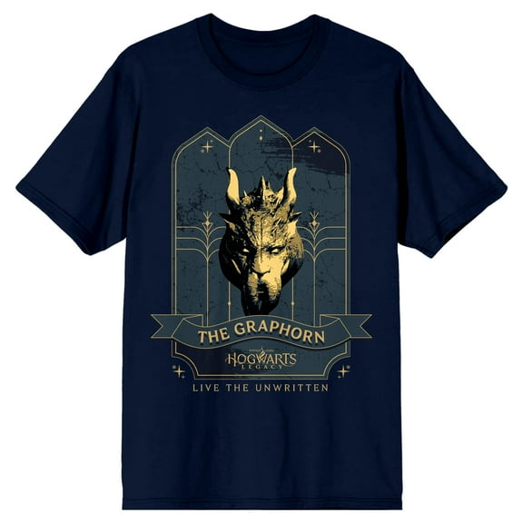 Hogwarts Legacy Graphorn Live The Unwritten Crew Neck Short Sleeve Navy Men's T-shirt-XXL