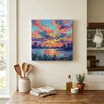 thumbnail image 6 of Sunset Lake Canvas Wall Art for Living Room Bedroom Bathroom, Vintage Rustic Gold Purple Blue Sun Rays Oil Painting Texture Canvas Art Wall Decor, Artwork for Walls Home Office Decor, 12"x12", 6 of 9