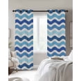 thumbnail image 3 of Blue White Ombre Blackout Curtains, Light Blocking Print Window Curtains, Modern Geometric Gradient Ocean Striped Thermal Insulated Window Drapes for Living Room 2 Panels, 104"W x 63"L, 3 of 9
