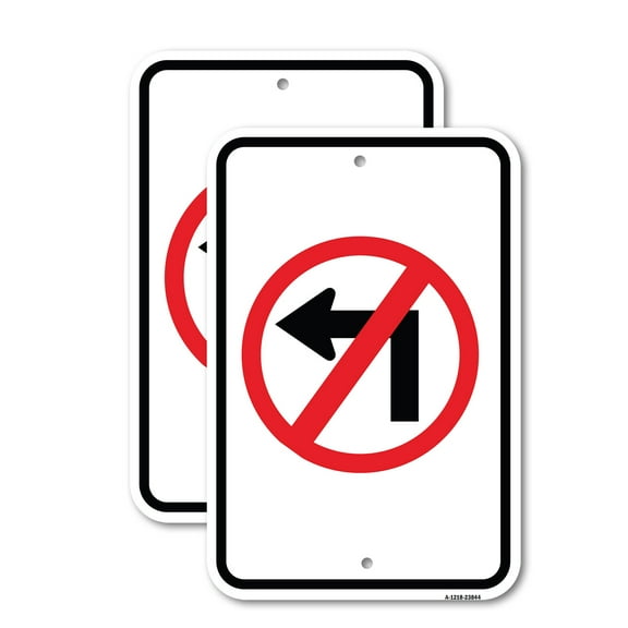 (2 Pack) No Left Turn (Graphic Only) | 18" X 24" Heavy-Gauge Aluminum Sign | Rust Free Aluminum, Weather Resistant, Waterproof, Fade Resistant, 2 Pre-drilled Holes