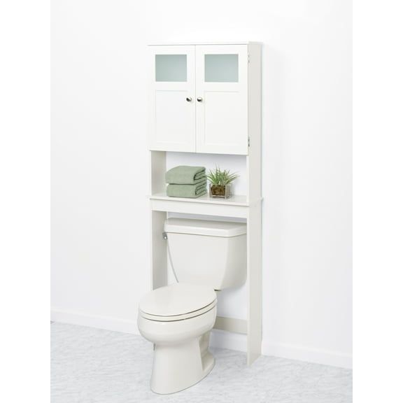 UBesGoo Over the Toilet Bathroom Storage Spacesaver, with 2-Door Cabinet Tower with Adjustable Shelf White