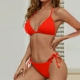 thumbnail image 3 of Women Triangle Bikini Sets String Halter Bathing Suits Sexy Two Piece Swimsuits Tie Side Bottom Saffron S, 3 of 7