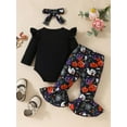 thumbnail image 2 of ENFLASH Halloween Cute Ghost Newborn Baby Girl Clothes Infant Romper Fall Winter Outfits Gifts for Girls Bell Bottoms Pant Sets, 2 of 10