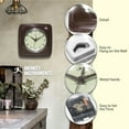 thumbnail image 6 of Infinity Instruments Square Retro Wall Clock, Mahogany, 9.25", 6 of 7