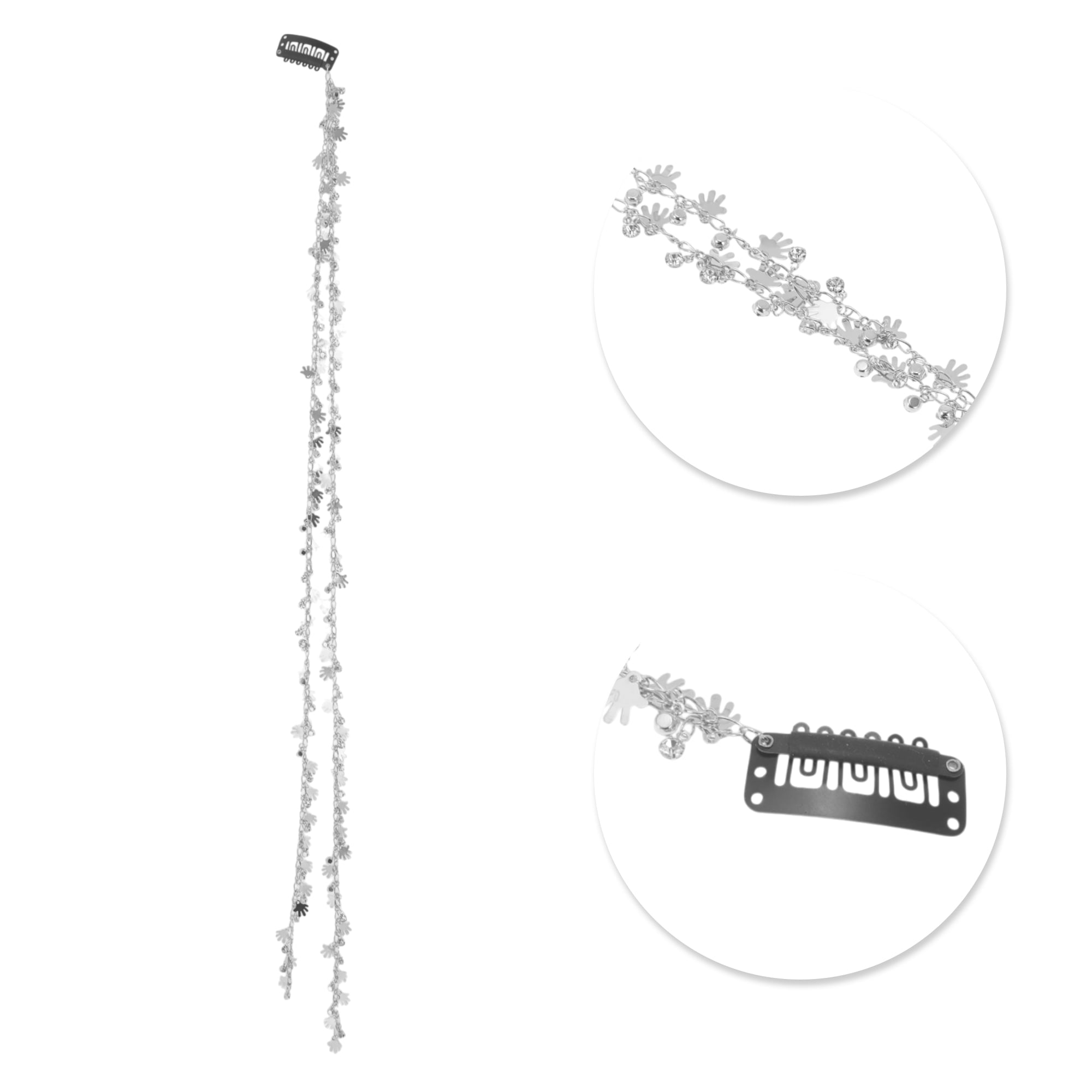 Unique Bargains Elegant Palm Braided Hair Chain 1Pc Stylish Accessory Silver Tone