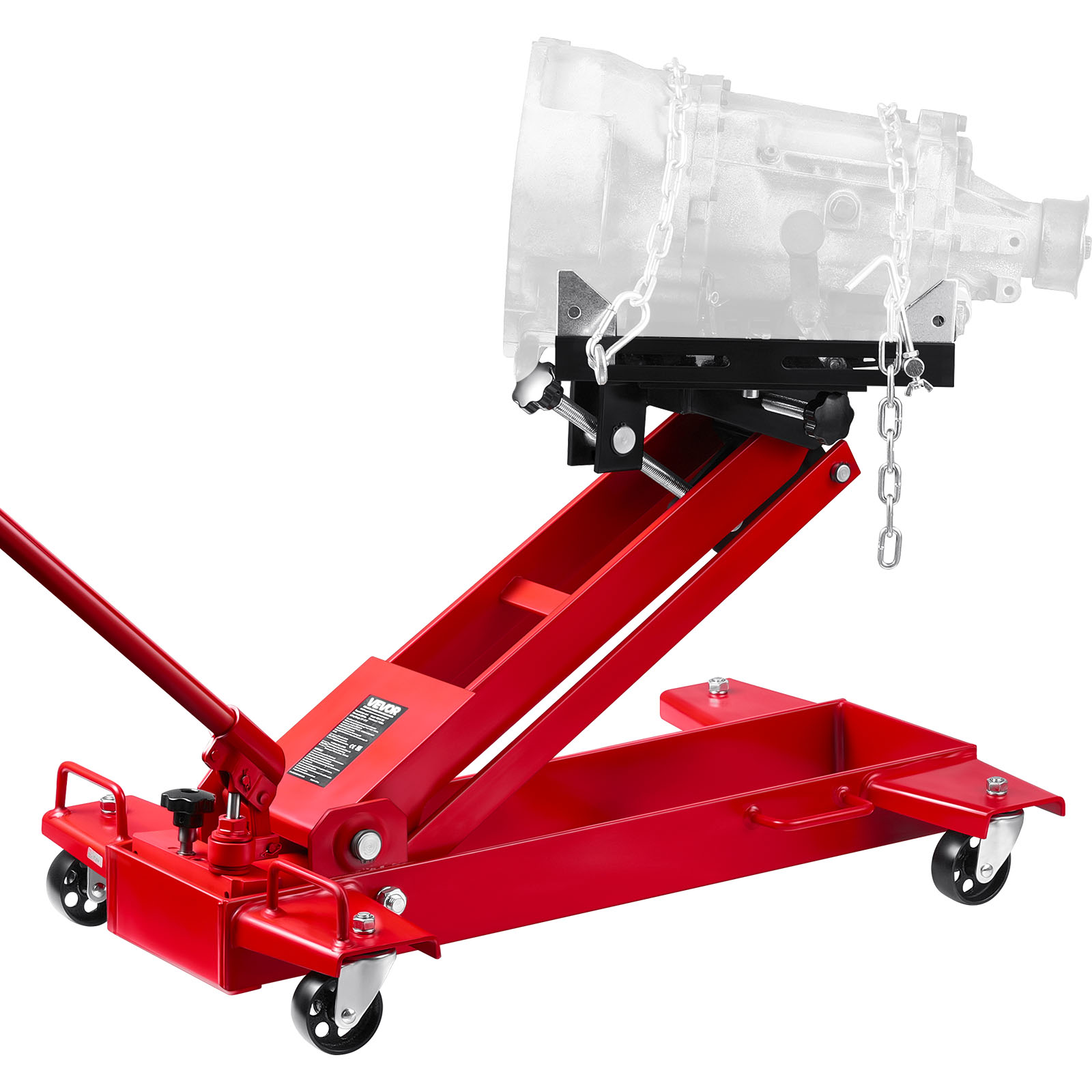 VEVOR Low Profile Floor Jack, 2200 lbs / 1 Ton Lifting Capacity Telescoping Transmission Floor Jack, 7.28-27.6 in Lifting Height, Flexible 360° Swivel wheels, Heavy-Duty Lift Hoist for Garage/Shop