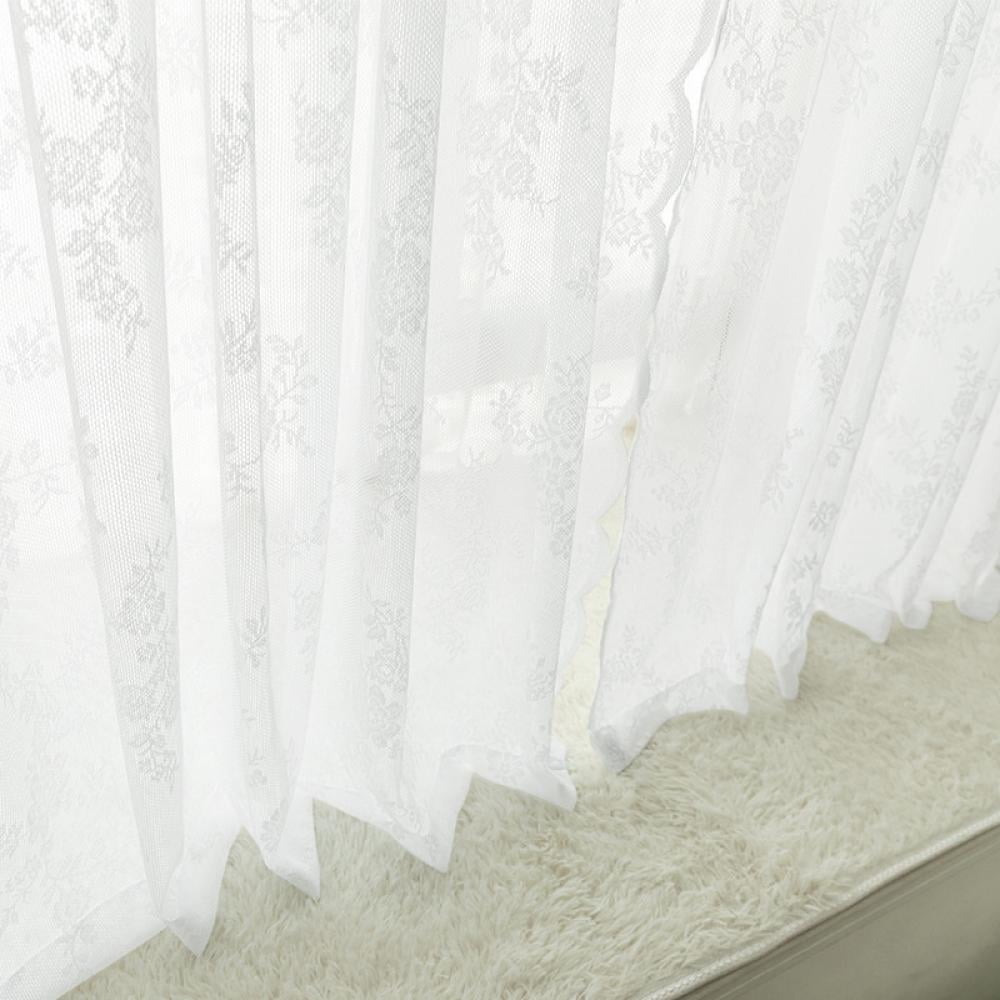 EFINNY Floral Lace Sheer Bedroom Curtains Rod Pocket Window Voile Sheer Drapes Curtains, 75 x 100 cm