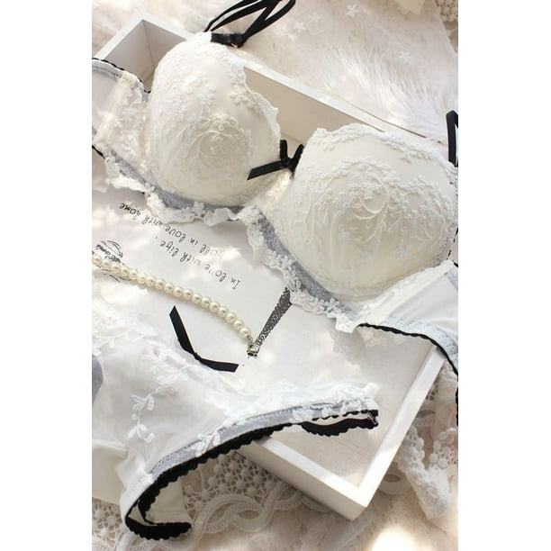 Women Embroidery Lace Lingerie Underwear Push-Up Padded Bra Set Brassiere(4Colors  for Choose) 