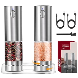 Kamenstein Magnetic Salt & Pepper Grinder Set, Stainless Steel | Pre-Filled, Adjustable Ceramic Grind