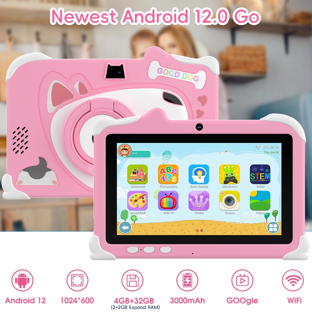Kids Tablet for Boys and Girls, 7 Inch Toddler Tablet 4GB + 32GB Android 12 Kids Tablet