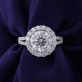 thumbnail image 2 of Oryn Jewelry 2 Ct Round Cut Moissanite Band - 14K White Gold Plated Ring - Elegant Halo Wedding Moissanite Jewelry for Women - Stunning Stackable Split Shank Moissanite Bands Clearance Deal, 2 of 6