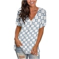 thumbnail image 2 of DPTALR T-Shirts Décontractés d'Été pour Femmes Manches Courtes Imprimé Col en V Épaules Hauts Blouse, 2 of 7