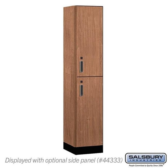 Salsbury Industries 15-42168RO-E 15 in. Wide Premier Wood Locker - Double Tier - 1 Wide - 6 ft. High - 18 in. Deep - Red Oak - Electronic Locks