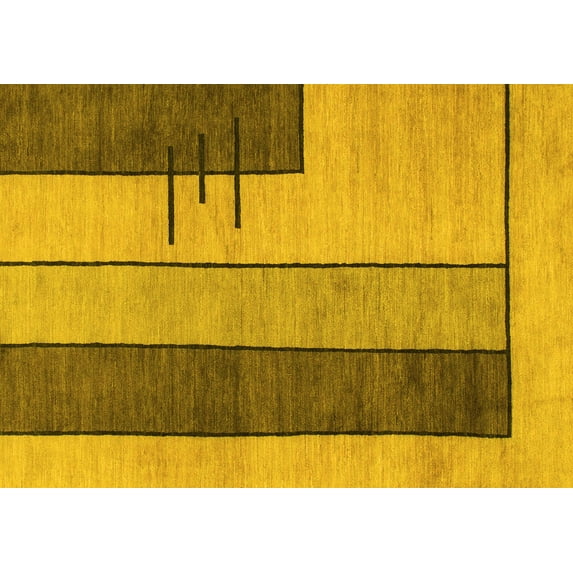 Ahgly Company Machine Washable Indoor Rectangle Abstract Yellow Modern Area Rugs, 5' x 8'