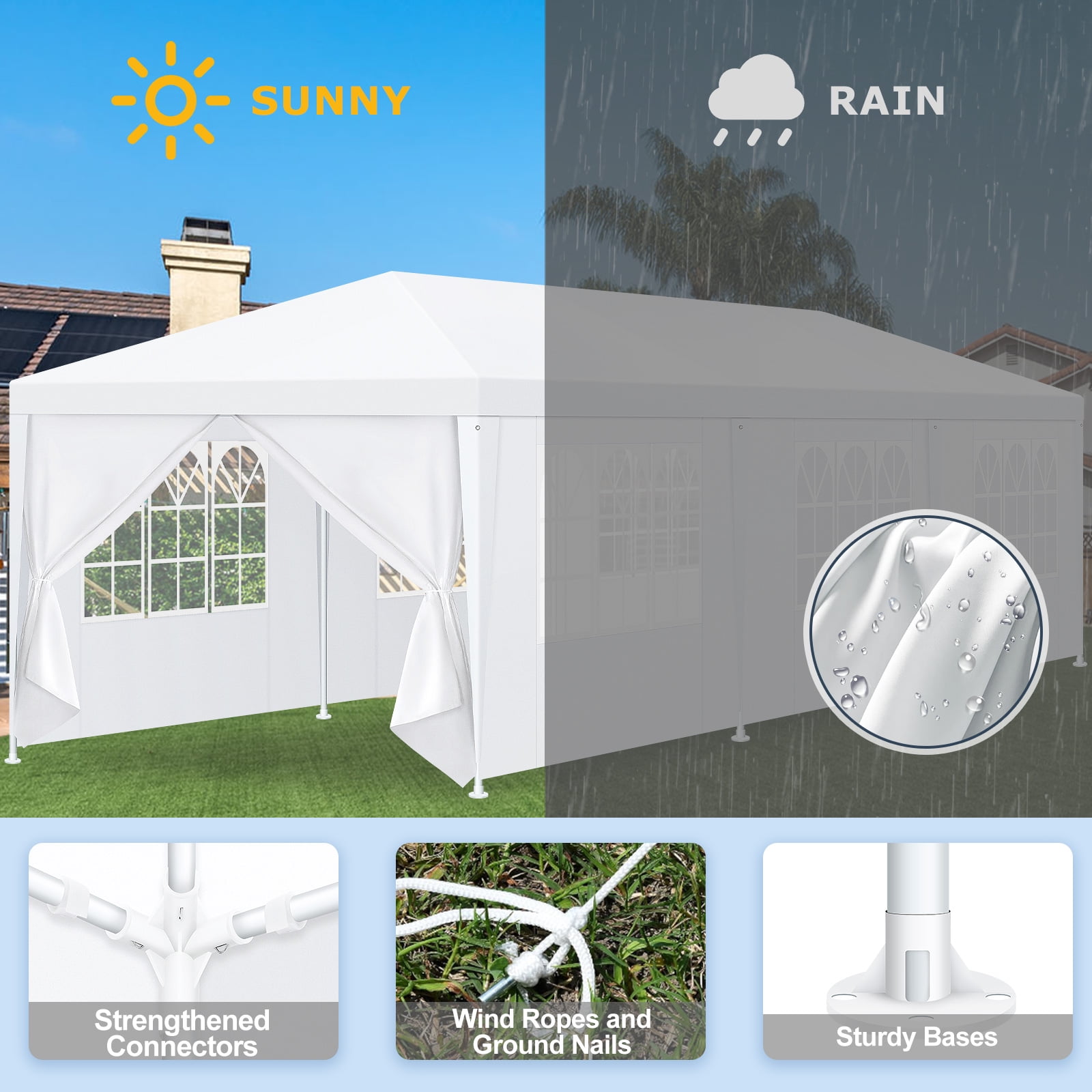 Hoteel 10x30 Pop up Canopy with 8 Removable Sidewalls, Outdoor Canopy Tents for Parties Wedding, High Stability, Instant Sun Protection Shelter Hoteel 10x30 Pop up Canopy with 8 Removable Sidewalls, Outdoor Canopy Tents for Parties Wedding, High Stability, Instant Sun Protection Shelter - Image 5
