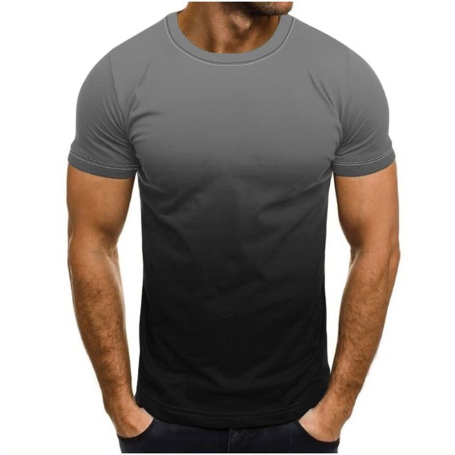 Camisetas de Cuello de la Tripulación de los Hombres de Poliéster Impreso en Seco Rápido, Cuello Redondo de Corte 3D para Gimnasio, Carrera, Ciclismo Y Desgaste Informal