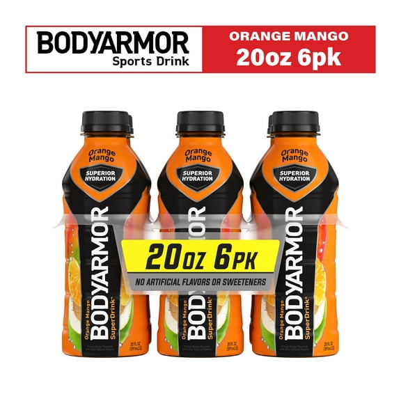 BODYARMOR SuperDrink Orange Mango Sport Drink, 20 fl oz Bottles, 6 Pack