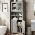 thumbnail image 3 of Bathroom Cabinet, Freestanding Bathroom Storage Cabinet with Glass Doors and Adjustable Shelves, 67" Cupboard Modern Storage Cabinet for Kitchen, Pantry, Living Room, 3 of 8
