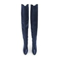 thumbnail image 2 of FSJ Women Sexy Chunky Thigh High Heel Back Lace Up Over The Knee Boots Almond Closed Toe Side Zipper Boots Wide Calf Dress Shoes Size 8 Blue, 2 of 4