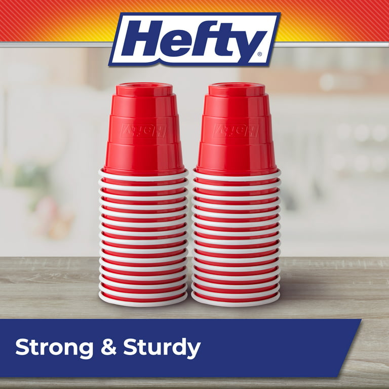Hefty Party On Disposable Plastic Cups, Red, 18 Ounce, 30 Count