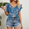 thumbnail image 3 of Camiseta informal para mujer blusas de verano con cuello en V que combinan con todo suaves para el trabajo de compras FLhrweasw Para estrenar, 3 of 6