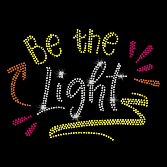 Be the Light Iron-on Bright White and Neon Nailhead Studs Transfer by JCS Rhinestones