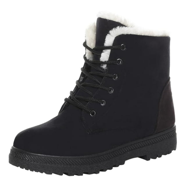 Botas de nieve OAVQHLG3B para mujer, botas de nieve de tacón plano para otoño e invierno, botas cortas de algodón para mujer, tallas grandes