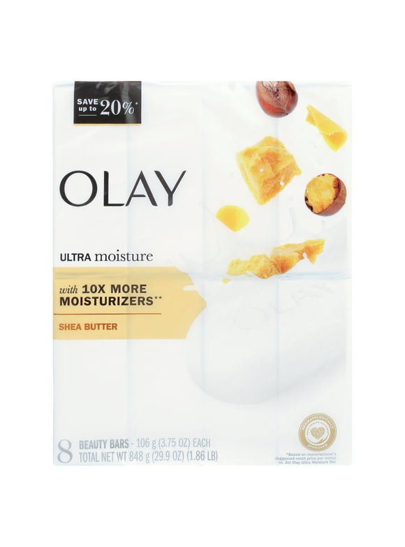 Olay Moisture Outlast Ultra Moisture Shea Butter Beauty Soap Bar 3.75 oz, 8 Count