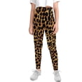thumbnail image 2 of COEQINE Brown Cheetah Print Girls Sport Leggings Casual Buttery Soft Athletic Pants Stretchy High Waist Pants, for 4-5 Years Kids Girls, 2 of 7
