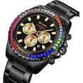 thumbnail image 2 of Men's Luxury Gold Watch Colored Diamonds Stainless Steel Waterproof Date Quartz Movement Bold Sports Fashion Accessory for Men, 2 of 9