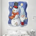 thumbnail image 1 of Christmas Tapestry, Snowman and Funny Gnome Colorful Cartoon Design Snowing Starry Night, Wall Hanging for Bedroom Living Room Dorm Decor, 60W X 80L Inches, Dark Violet Multicolor, by Ambesonne, 1 of 2