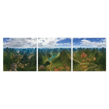 Furinno F419GS40 48 x 16 in. Senia Finest Under Heaven 3-Panel MDF Framed Photography Triptych Print