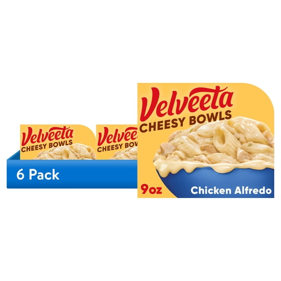 (6 pack) Velveeta Cheesy Bowls Chicken Alfredo Microwave Meal, 9 oz Tray