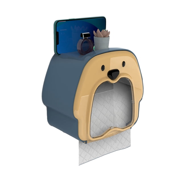 Dispensador de pañuelos de pared, bonito dispensador de pañuelos para colgar en la pared, multiusos, para baño, color azul y amarillo.