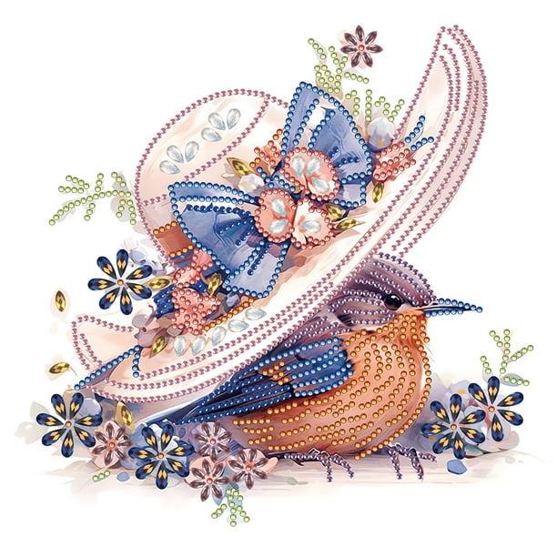 5D DIY Taladro Parcial Forma Especial Pájaro Debajo Del Sombrero 30x30cm