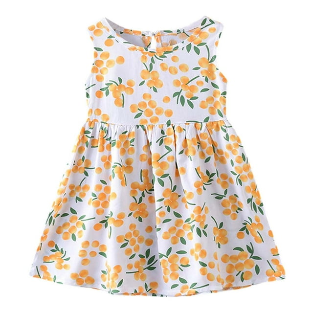 Robes d'Été à Fleurs Sans Manches Décontractées pour Tout-Petites Filles Robe Fille Vêtements Taille 4-5T