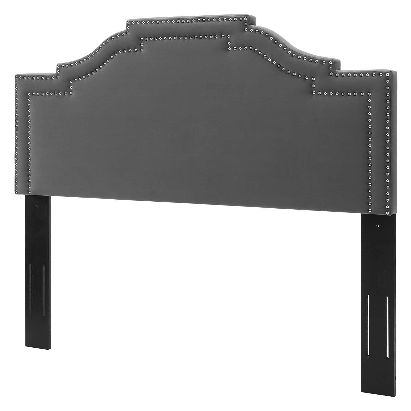 Headboard, King Size, Velvet, Dark Grey Gray, Modern Contemporary Urban