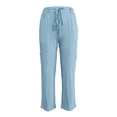 thumbnail image 4 of Nugftut Women's Drawstring Wide Leg Pants with Pockets Relaxed Lounge Trousers for Casual Travel, 4 of 6