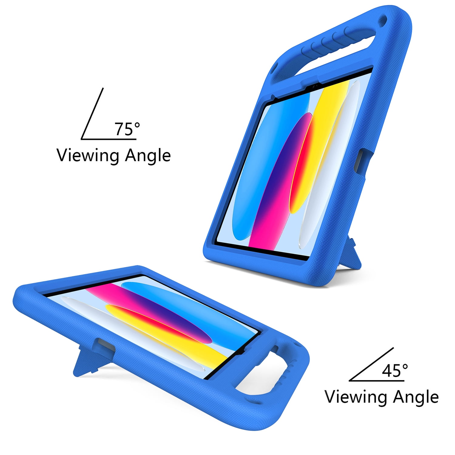 ELEHOLD for iPad 10th Generation 10.9" 2022 Rugged Case Kids Friendly EVA Full Body Protective Handle Grip Pencil Holder Kickstand Shockproof Kids Case for iPad 10th,Blue