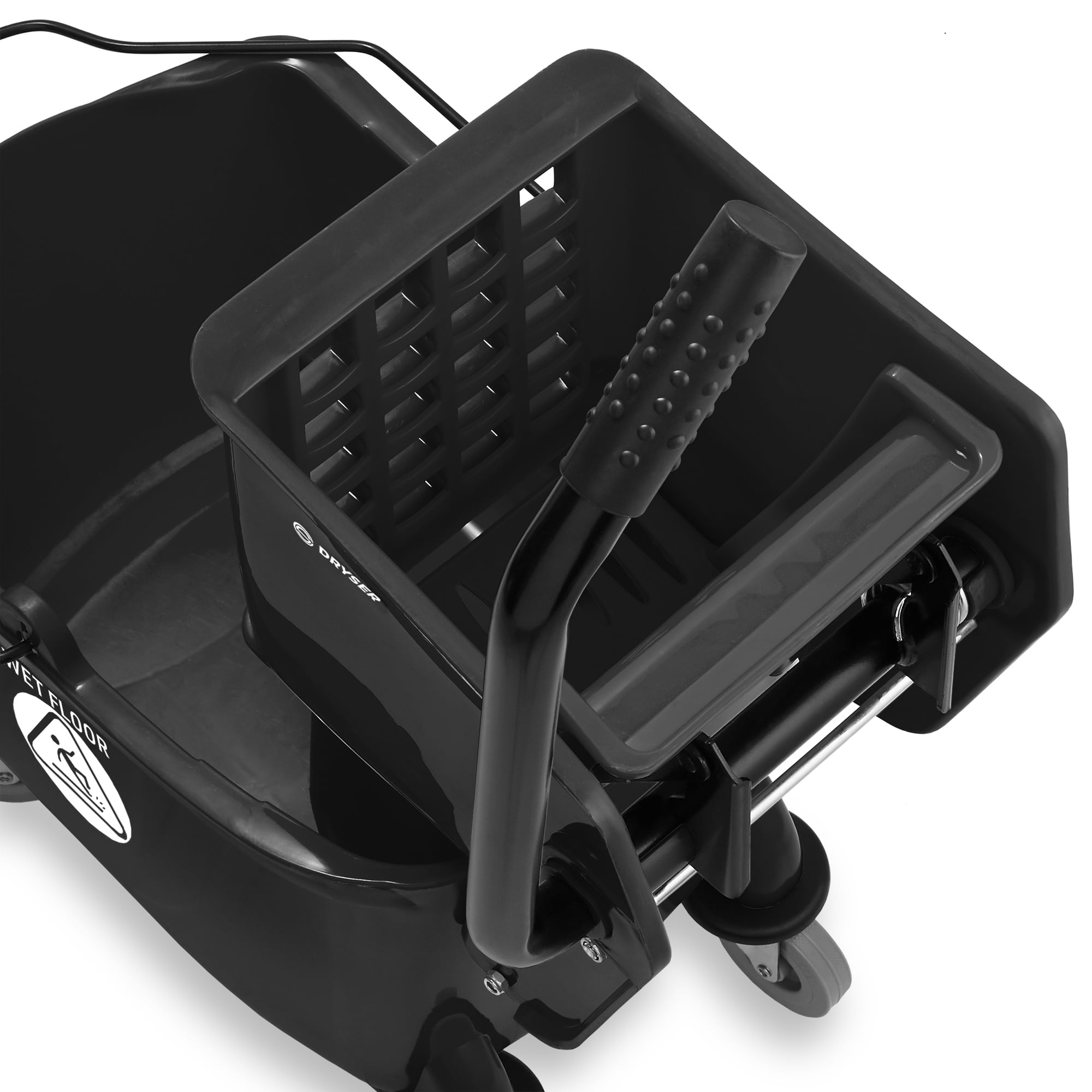 Dryser Commercial Mop Bucket with Side Press Wringer, 26 Quart, Black