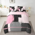 thumbnail image 2 of Erosebridal Pink Graffiti Lines Bed in a Bag King Size,Geometric Geometry Bed Set,Modern Abstract Art Bedding King Size,Ultra Soft Room Decor Reversible,7 Pieces, 2 of 7