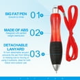 thumbnail image 4 of 2 Pcs Uxcell Big Fat Pens, Black, Red Heavy Weighted Ballpoint Pen Retractable Wide Grip Thick Pen with Strap for Hand Tremors Elderly Handicap(6 Black Refills + 6 Blue Refills), 4 of 6