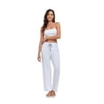 thumbnail image 5 of EA'S SECRET Womens Bamboo Pajamas Pants Lightweight Ruffled Waist Sweatpants Wide Leg Pajama Lounge Pants with Pockets (White,M), 5 of 8