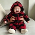 thumbnail image 3 of Agkizg Baby Hooded Onesie Fleece Lined Footed Romper with Zipper for Boys Girls Warm Winter Pants, Sizes 6-9 Months, 3 of 6