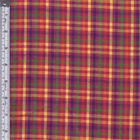 Textile Creations RW0138 Rustic Woven Fabric, Check Fuchs, Green And Yellow, 15 yd.