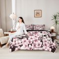 thumbnail image 4 of Homewish Cherry Blossom Gothic Skull King Bedding for Girls, Pink Japanese Flower King Bed in a Bag, Black Reversible, 7pcs, 4 of 7