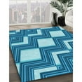 thumbnail image 3 of Ahgly Company Tapis d'Intérieur Lavable à la Machine, Carré, Transitionnel, Bleu, Tapis de Zone, 3 Pieds Carré, 3 of 7