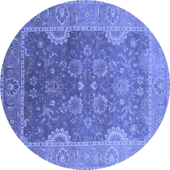 Ahgly Company Indoor Round Oriental Blue Industrial Area Rugs, 7' Round