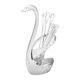 thumbnail image 3 of Soporte para cuchara y tenedor en forma de cisne de acero inoxidable con 3 cucharas y 3 tenedores (estampado plateado), 3 of 14